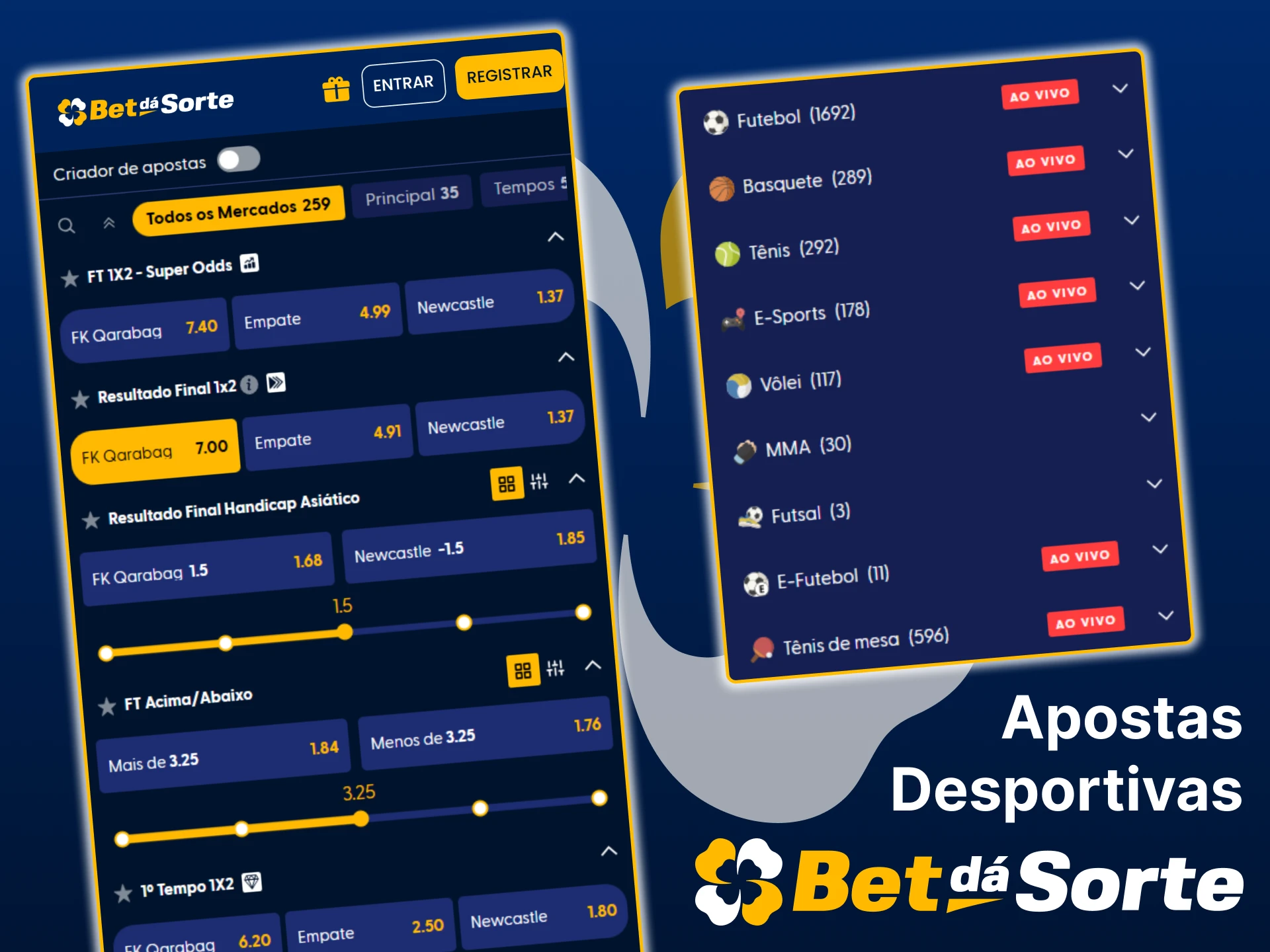 Aposte nos seus desportos favoritos através da aplicação móvel Bet da Sorte.