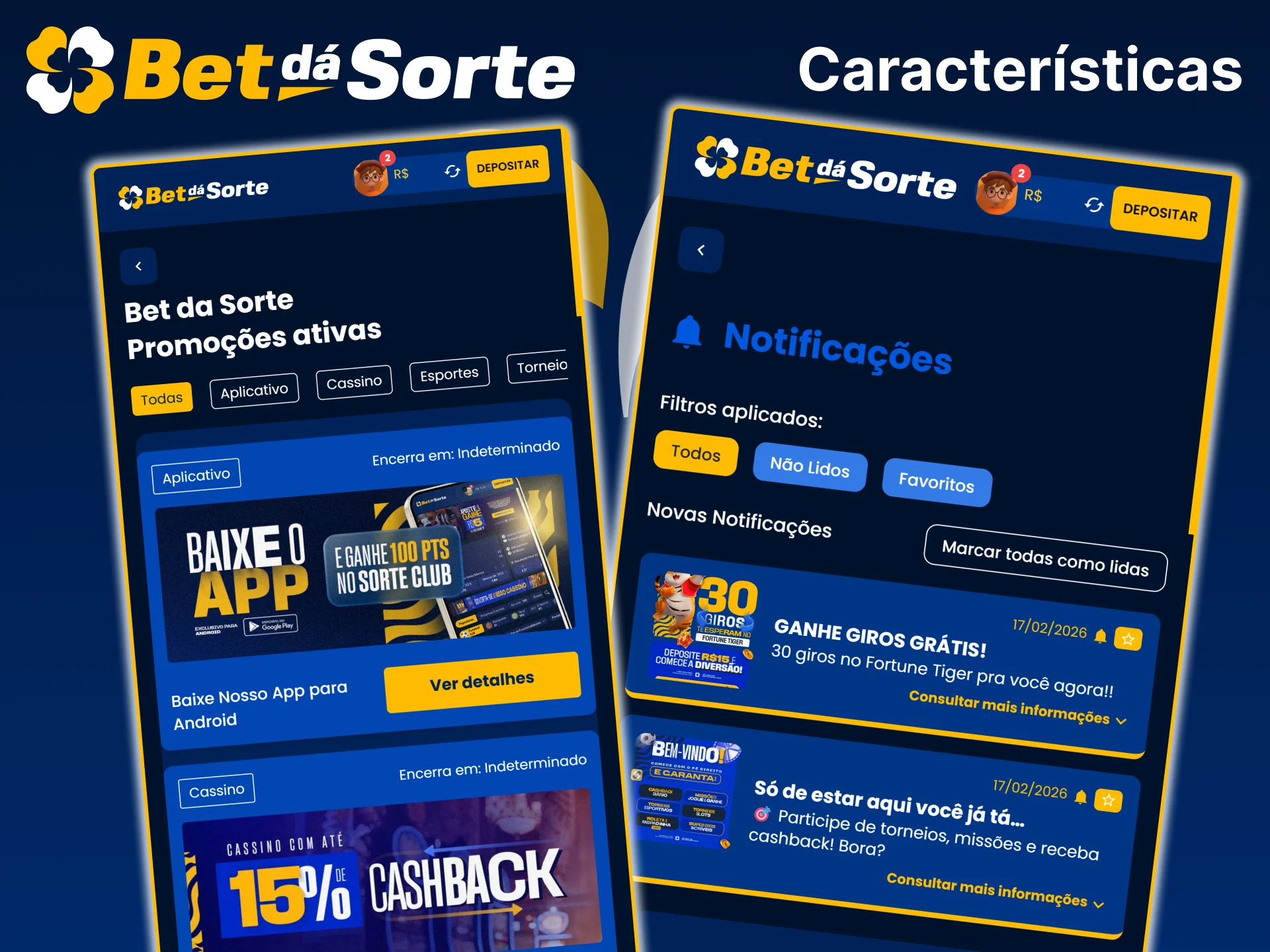 Confira as principais funcionalidades da aplicação móvel Bet da Sorte.