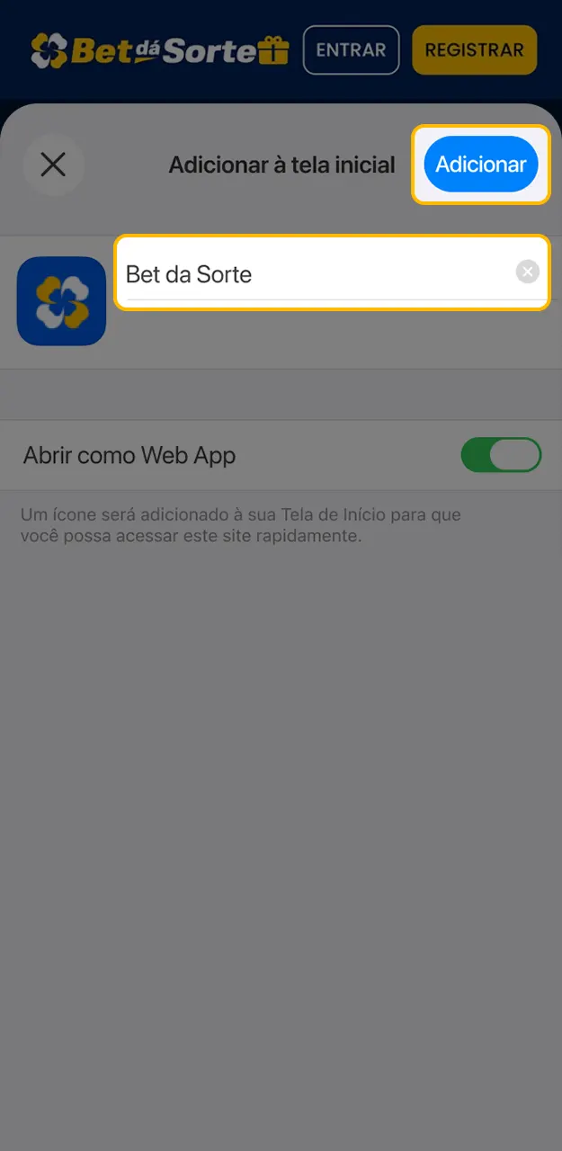 Conclua a instalação do aplicativo Bet da Sorte no seu iOS.