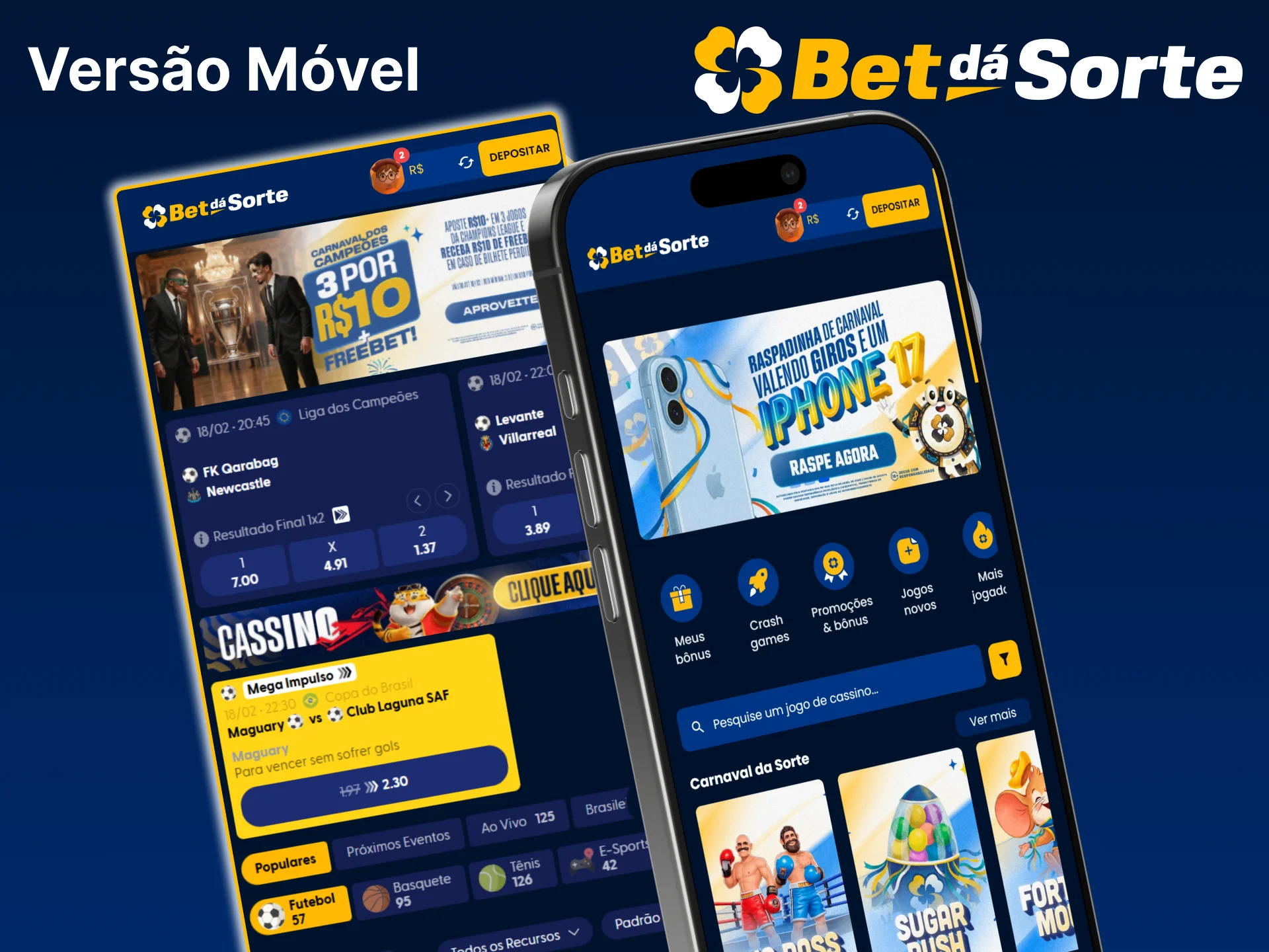 Use a versão móvel do Bet da Sorte se não quiser instalar a aplicação.