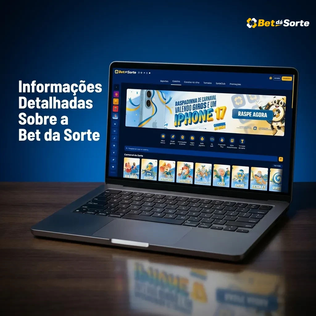 Bet da Sorte platform showing sports betting options, casino games, and mobile apps with security features displayed