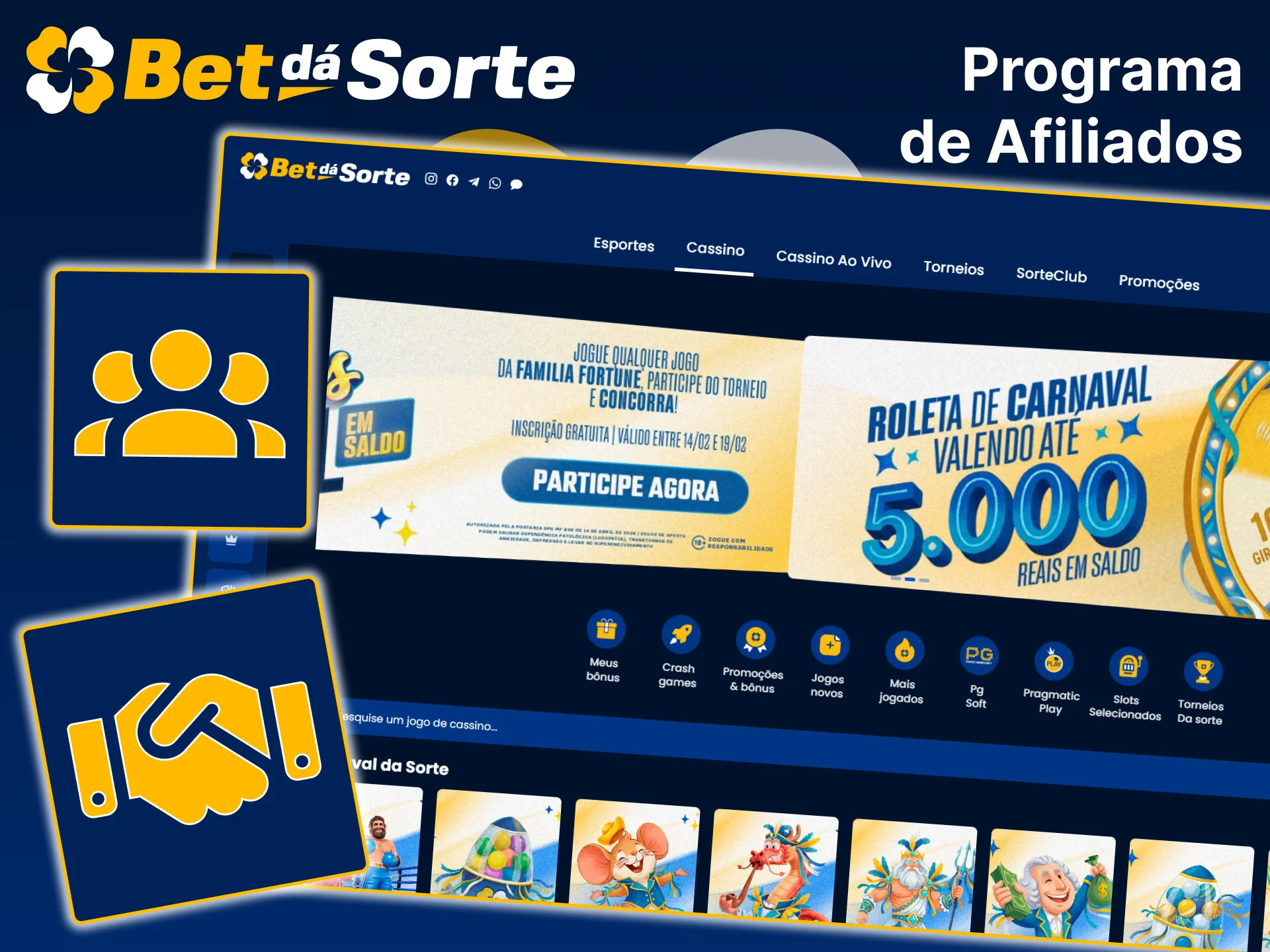 Junte-se ao programa de afiliados da Bet da Sorte para atrair novos jogadores e ganhar dinheiro.