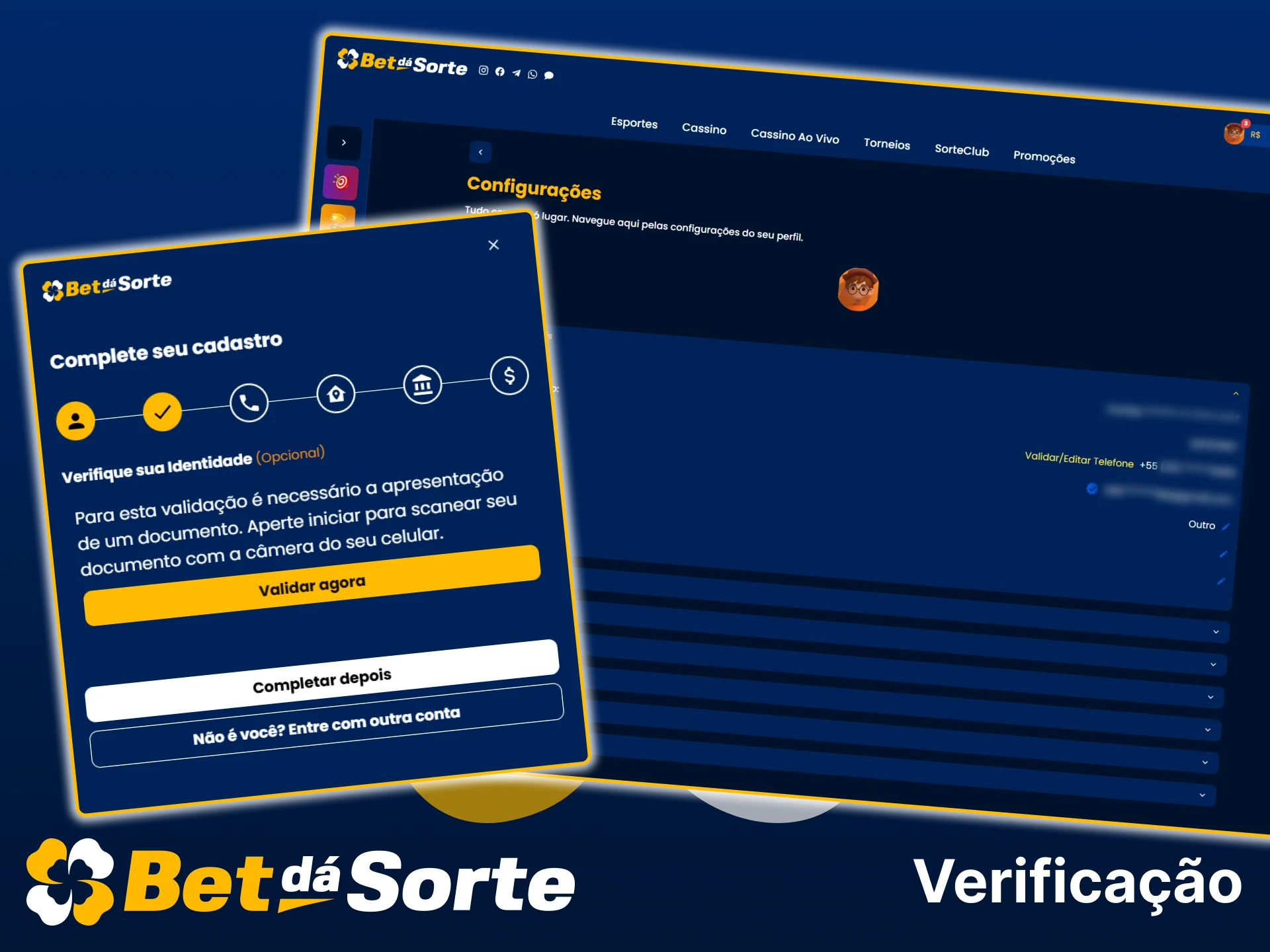 Verifique a conta Bet da Sorte e fique seguro na plataforma.